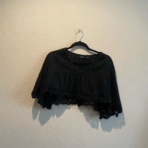 LF quarter sleeve flowy crop top